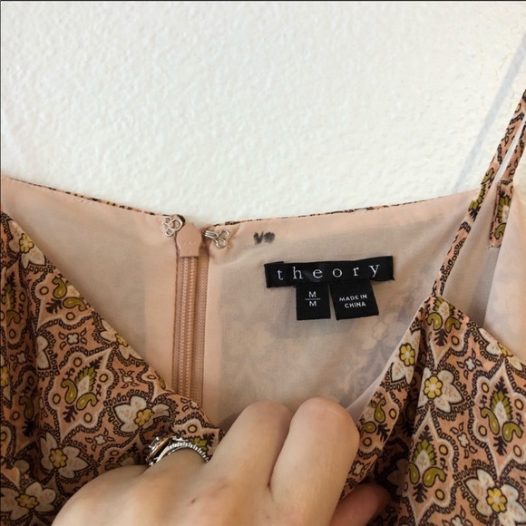 Theory silk dafeon layered print dress M midi - Picture 3 of 4